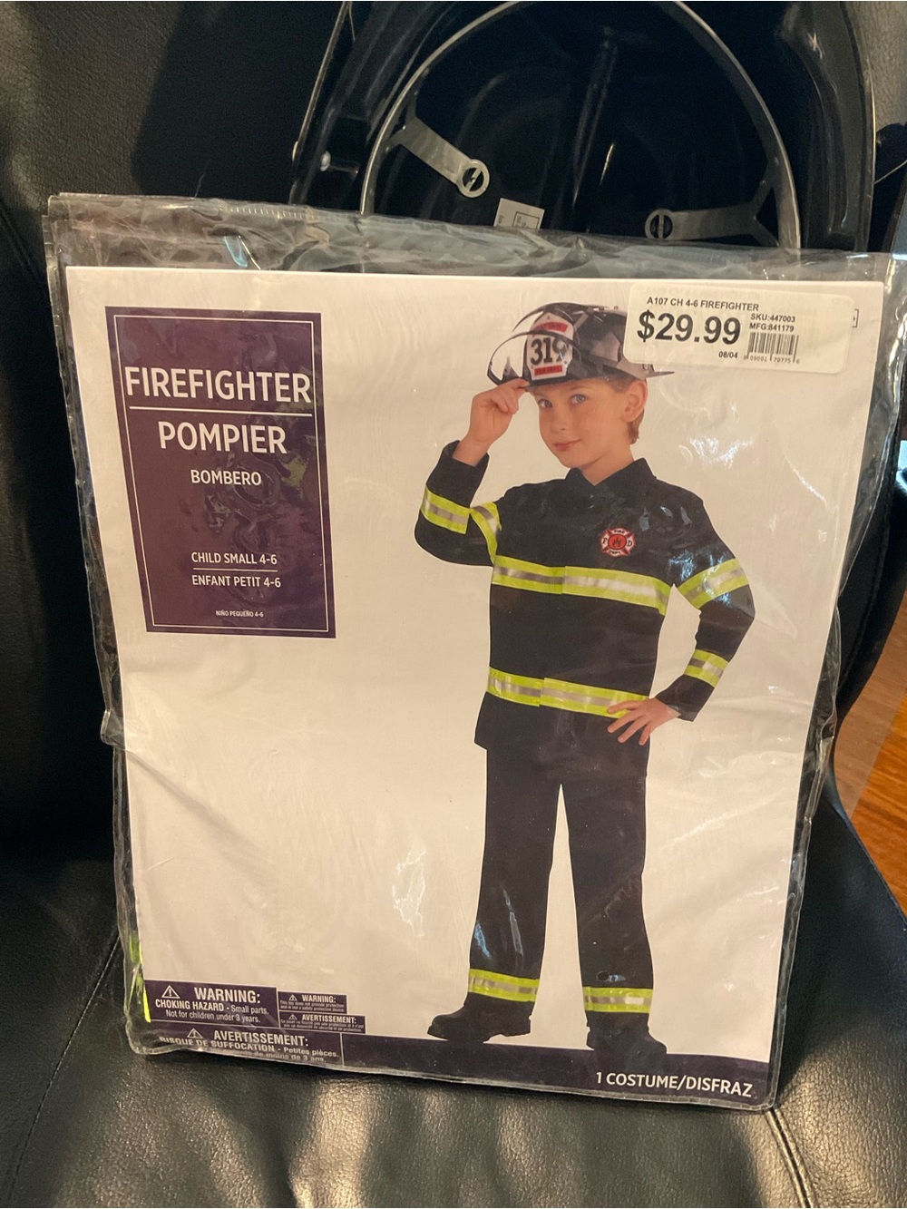 Kids Black Firefighter Costume with Reflective Trim